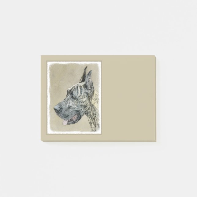 Great Dane (Brindle) Painting - Original Dog Art Post-it Notes (Front)