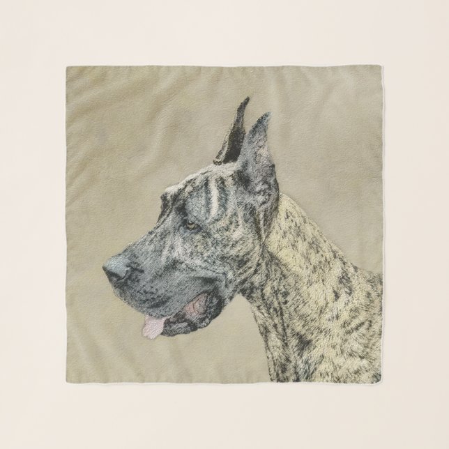 Great Dane (Brindle) Painting - Original Dog Art Scarf (Front (Horizontal))