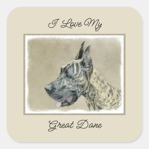 Great Dane Brindle Painting _ Original Dog Art Square Sticker