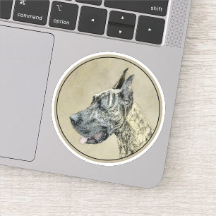 Great Dane (Brindle) Painting - Original Dog Art Sticker