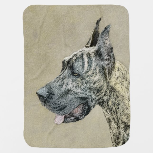 Great Dane (Brindle) Painting - Original Dog Art Stroller Blanket (Front)