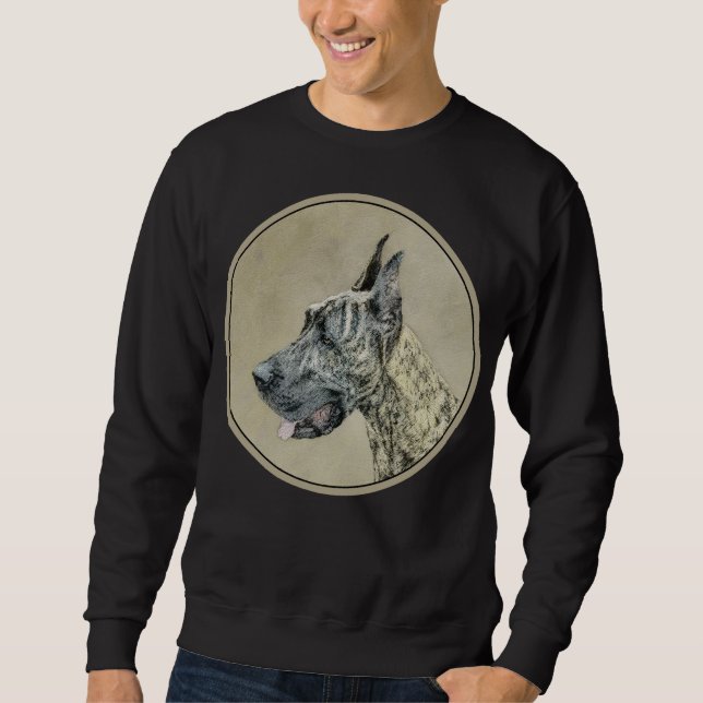 Great Dane (Brindle) Painting - Original Dog Art Sweatshirt (Front)