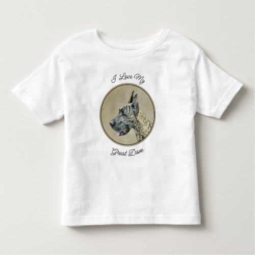 Great Dane Brindle Painting _ Original Dog Art Toddler T_shirt
