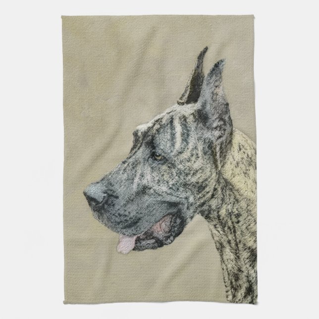 Great Dane (Brindle) Painting - Original Dog Art Towel (Vertical)