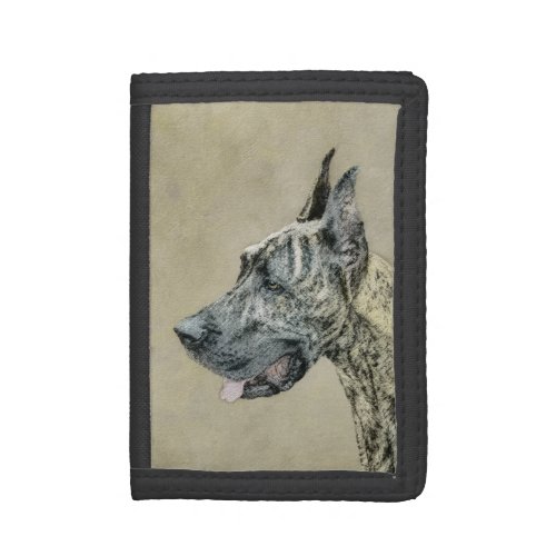Great Dane Brindle Painting _ Original Dog Art Trifold Wallet
