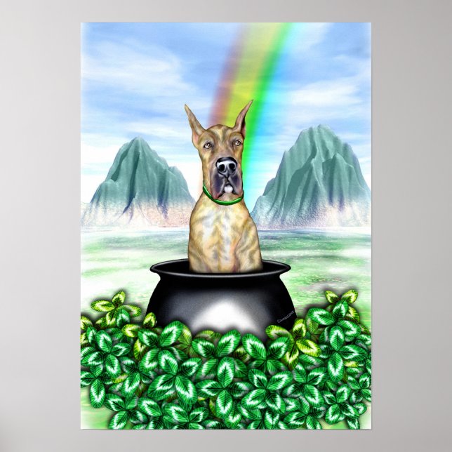 Great Dane Brindle Pot O Gold Poster (Front)