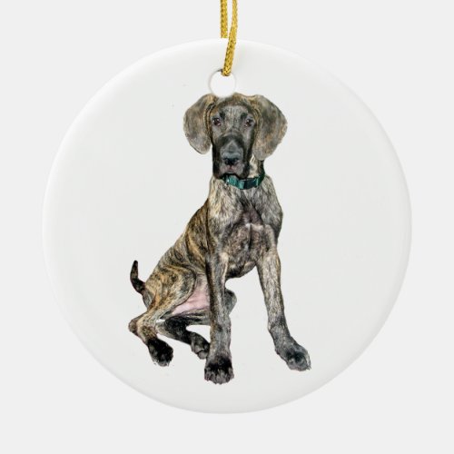 Great Dane Brindle Puppy Ceramic Ornament