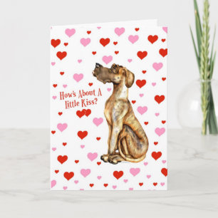 Great Dane Brindle UC Valentine's Day Kiss Holiday Card