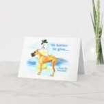 Great Dane BTG Fawn Holiday Card<br><div class="desc">Tis Better to Give...  Than to Receive. And this Great Dane gives graciously much to the dismay of a very shocked snowman! Great Dane Christmas Giggles for all this Holiday Season with this whimsical Artwork from Danes-R-Us.</div>