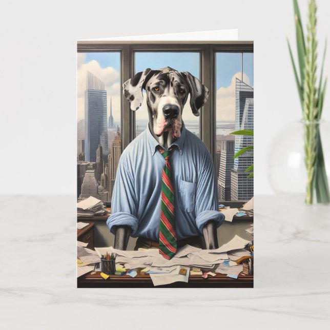 Great Dane Businessman For Boss's Day Card (Front)