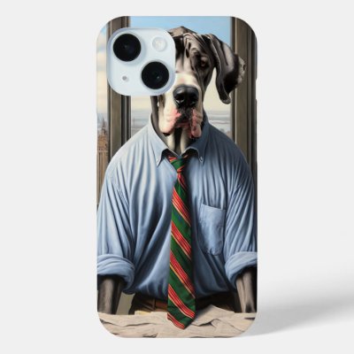 Great Dane Businessman In An Office iPhone 15 Case