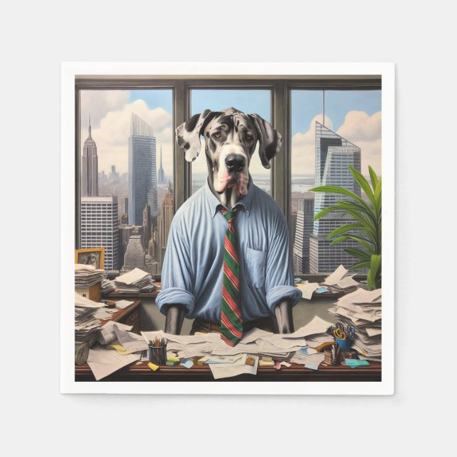 Great Dane Businessman In An Office Napkins (Front)