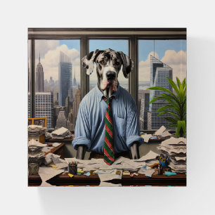 Great Dane Businessman In An Office Paperweight
