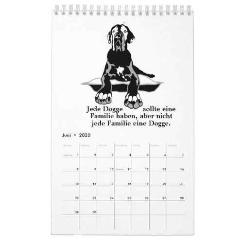 Great Dane Calendar Quotes white