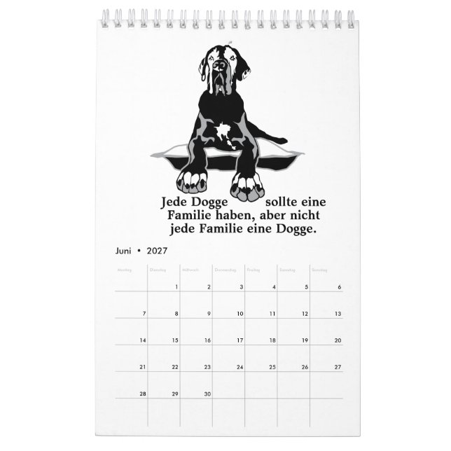 Great Dane Calendar Quotes white (Jun 2027)