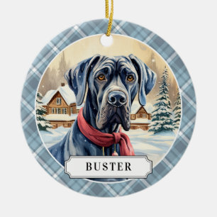 Great Dane Ceramic Circle Ornament