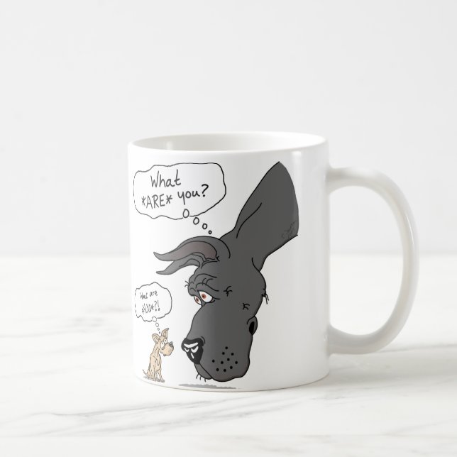 Great Dane & Chihuahua Black Coffee Mug (Right)