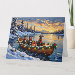 Great Dane Christmas Boat Holiday Card
