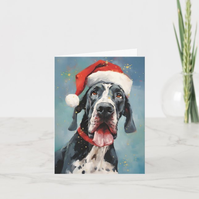 Great Dane Christmas brush painting artwork Card (Front)