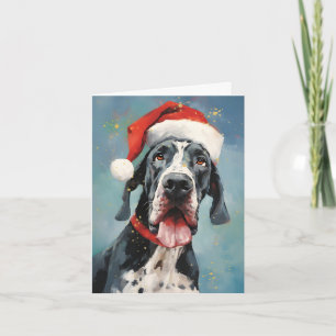Great Dane Christmas brush painting artwork Card