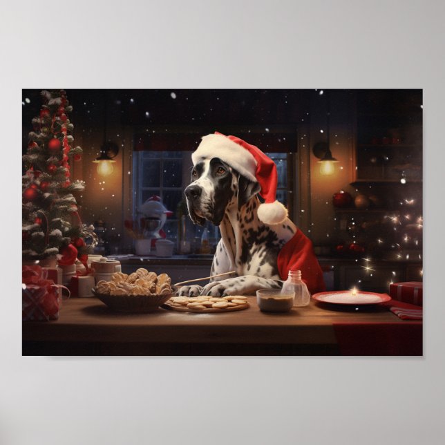 Great Dane Christmas Cookies Holiday Poster (Front)