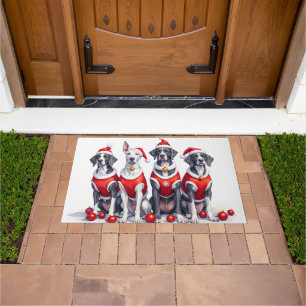 Great Dane Christmas Dress Santa Hat Doormat