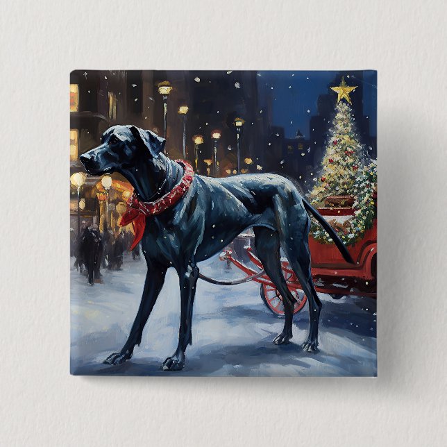Great Dane Christmas Festive Season  Button (Front)