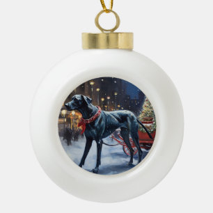 Great Dane Christmas Festive Season Ceramic Ball Christmas Ornament