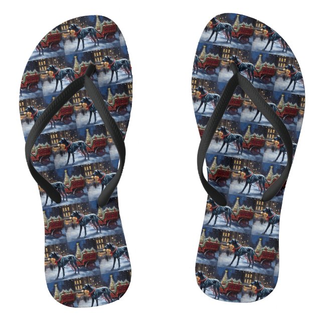 Great Dane Christmas Festive Season  Flip Flops (Footbed)