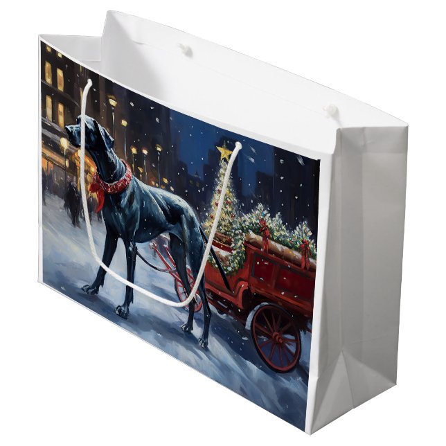 Great Dane Christmas Festive Season  Large Gift Bag (Front Angled)