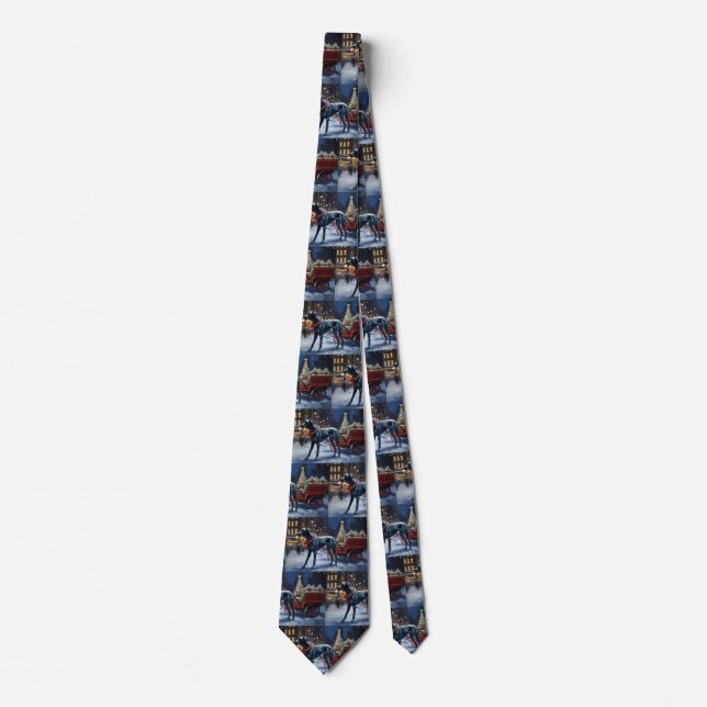 Great Dane Christmas Festive Season  Neck Tie (Front)