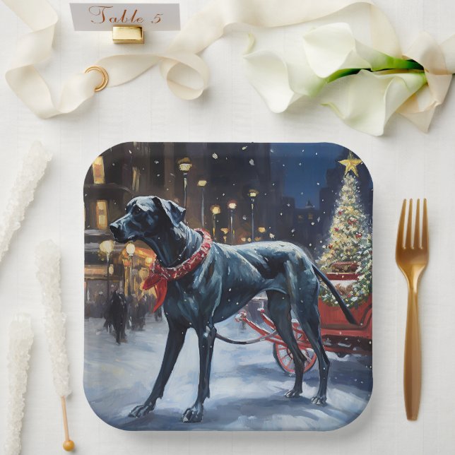 Great Dane Christmas Festive Season  Paper Plates (Wedding)