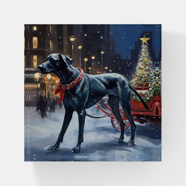 Great Dane Christmas Festive Season  Paperweight (Front)