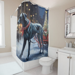 Great Dane Christmas Festive Season Shower Curtain