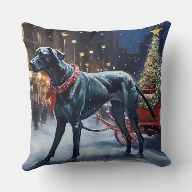 Great Dane Christmas Festive Season  Throw Pillow (Back)