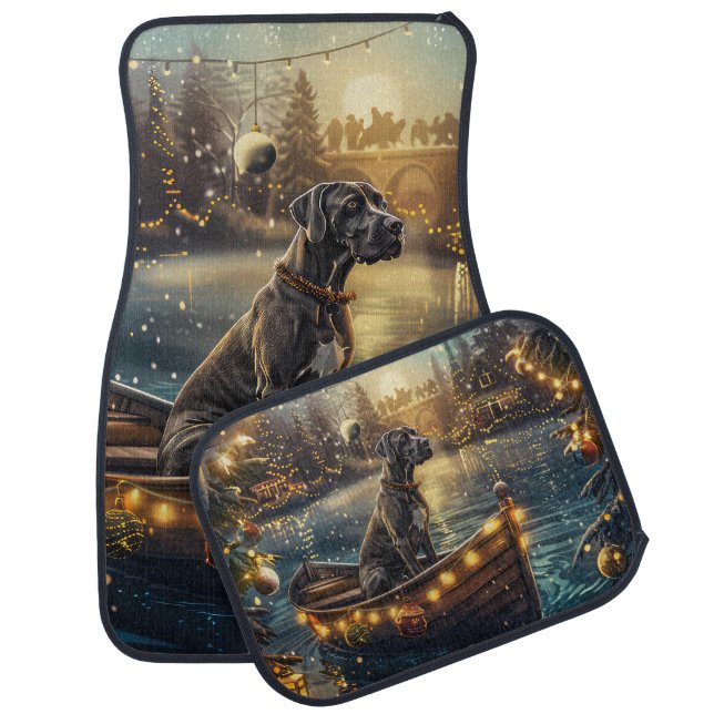 Great Dane Christmas Festive Voyage Car Floor Mat (Set)