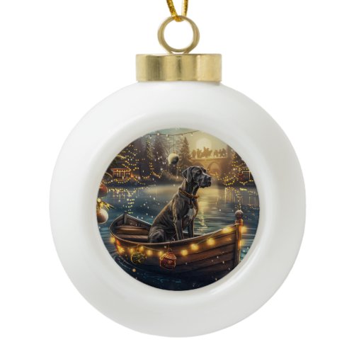 Great Dane Christmas Festive Voyage Ceramic Ball Christmas Ornament