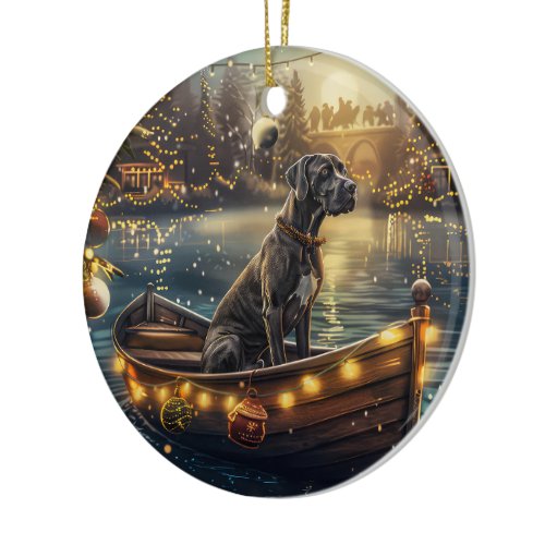 Great Dane Christmas Festive Voyage Ceramic Ornament
