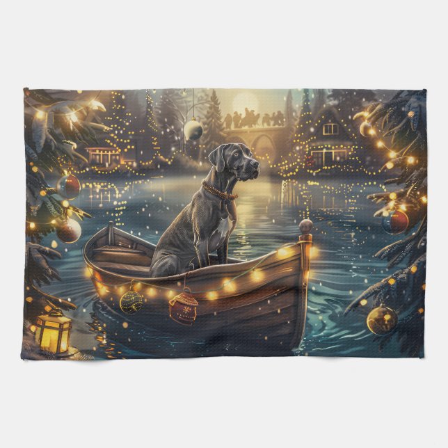 Great Dane Christmas Festive Voyage Kitchen Towel (Horizontal)