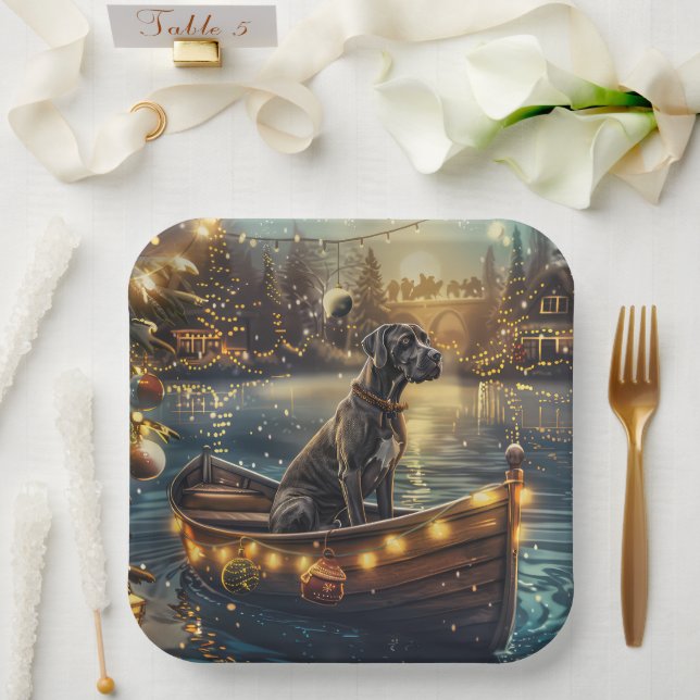 Great Dane Christmas Festive Voyage Paper Plates (Wedding)
