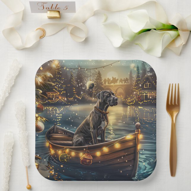Great Dane Christmas Festive Voyage Paper Plates (Wedding)