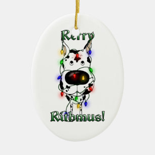 Great Dane - Christmas Lights Ceramic Ornament