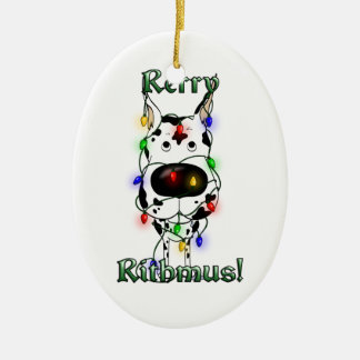 Great Dane - Christmas Lights Ceramic Ornament
