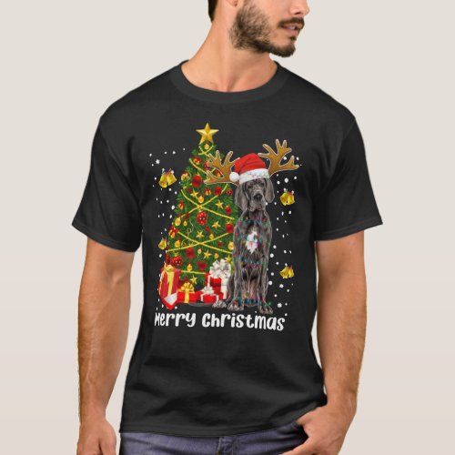 Great Dane Christmas Lights Tree Santa Xmas Pajama T_Shirt