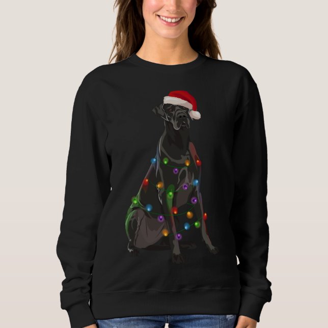 Great Dane Christmas Lights Xmas Dog Lover Santa H Sweatshirt (Front)