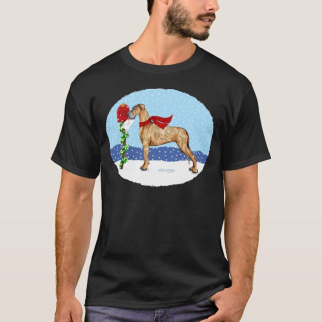 Great Dane Christmas Mail Brindle UC T-Shirt (Front)