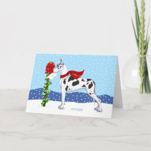 Great Dane Christmas Mail Harlequin Holiday Card