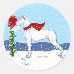 Great Dane Christmas Mail White UC Gift Tags