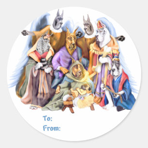 Great Dane Christmas Nativity Gift Tags