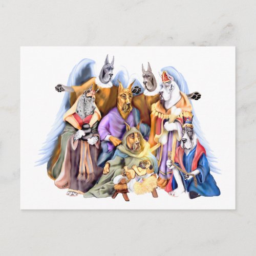 Great Dane Christmas Nativity Holiday Postcard